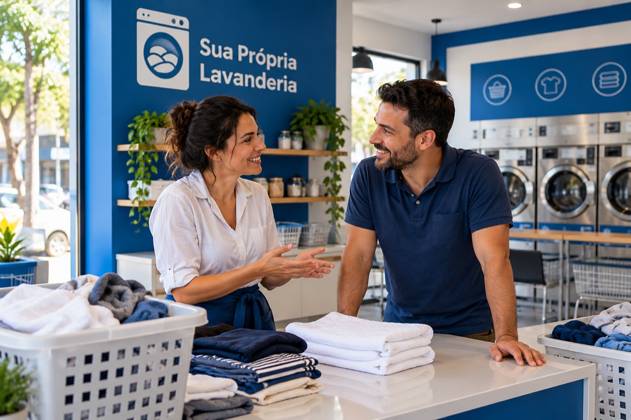 Ilustração conceitual de acompanhamento para planejar uma lavanderia self-service