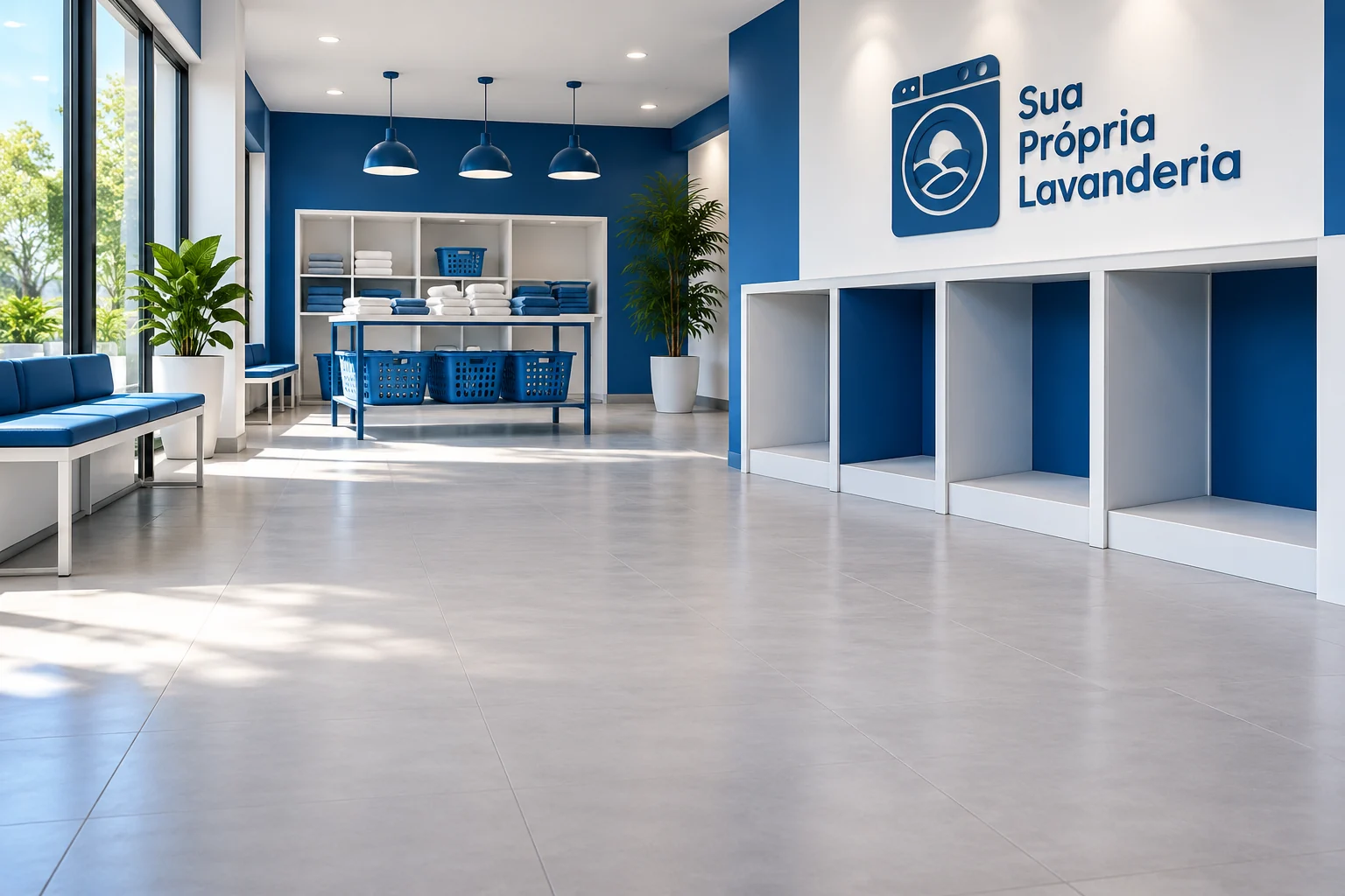 Ambiente ilustrativo de lavanderia SPL preparado para receber os equipamentos
