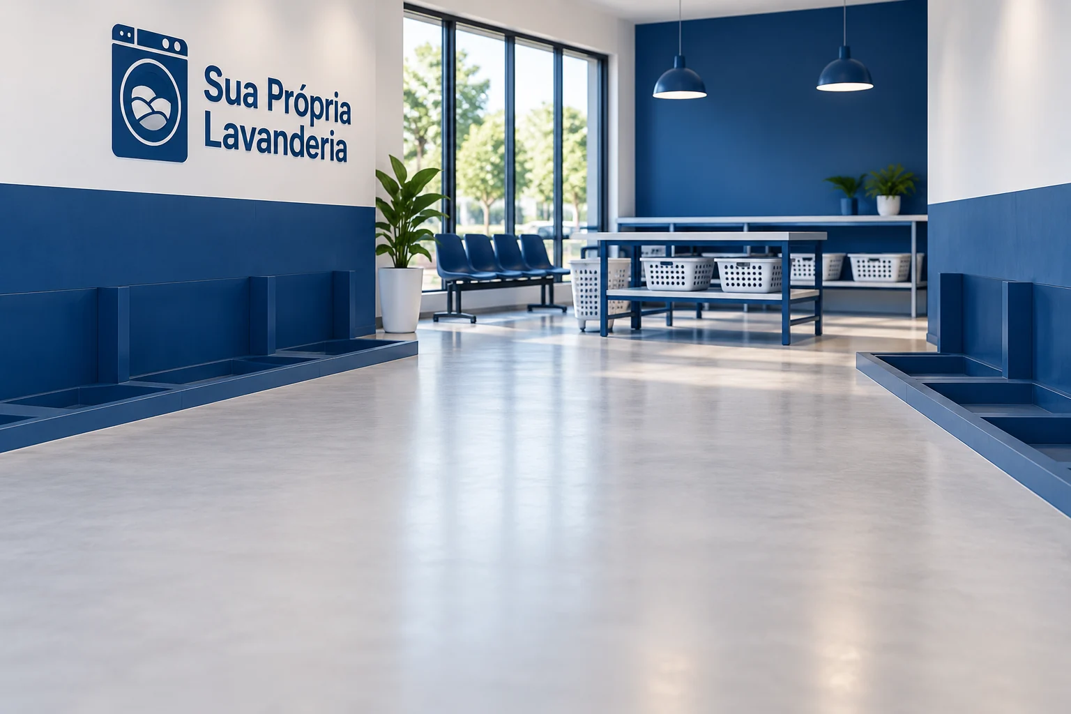 Ambiente ilustrativo de lavanderia SPL preparado para receber os equipamentos