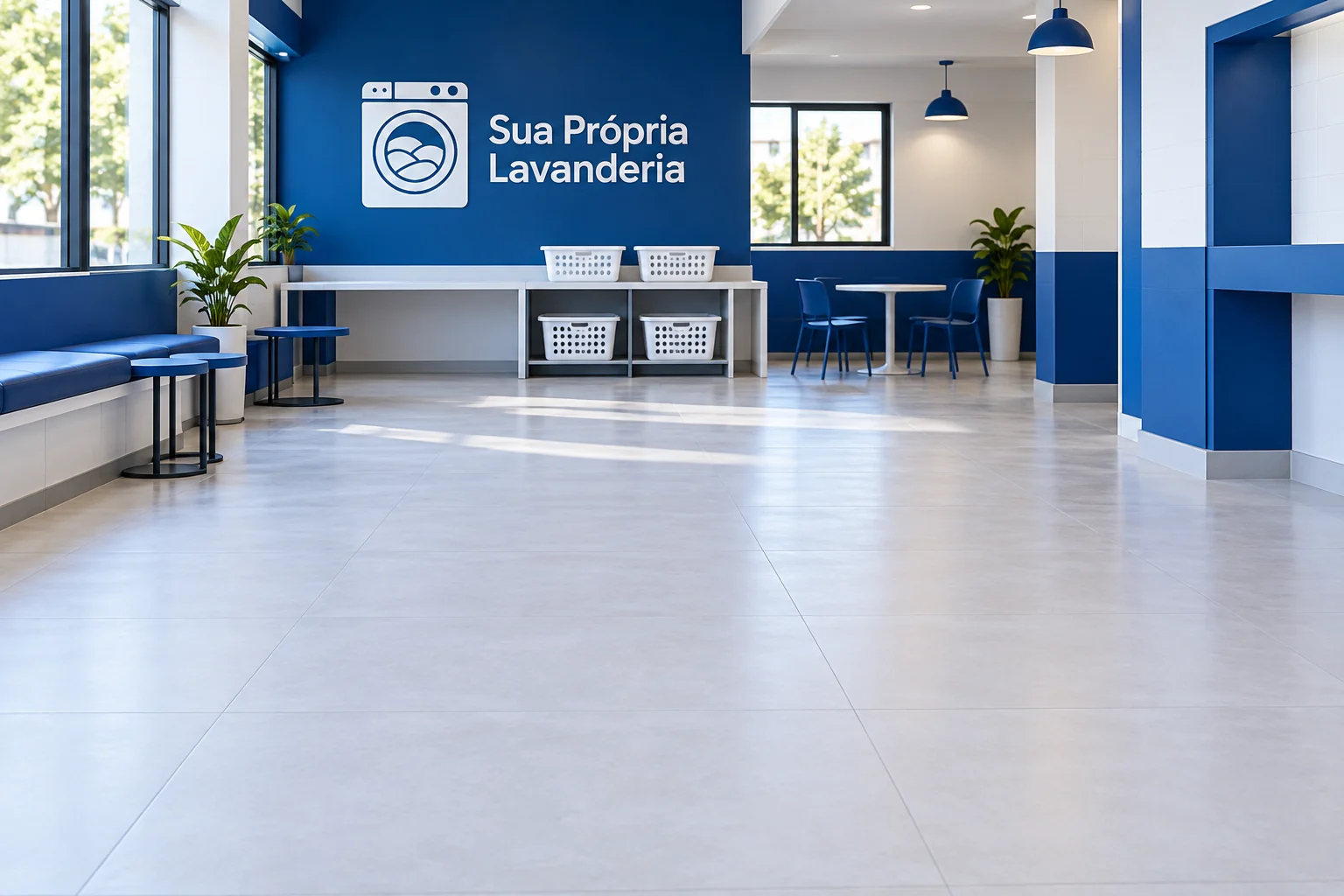 Ambiente ilustrativo de lavanderia SPL preparado para receber os equipamentos