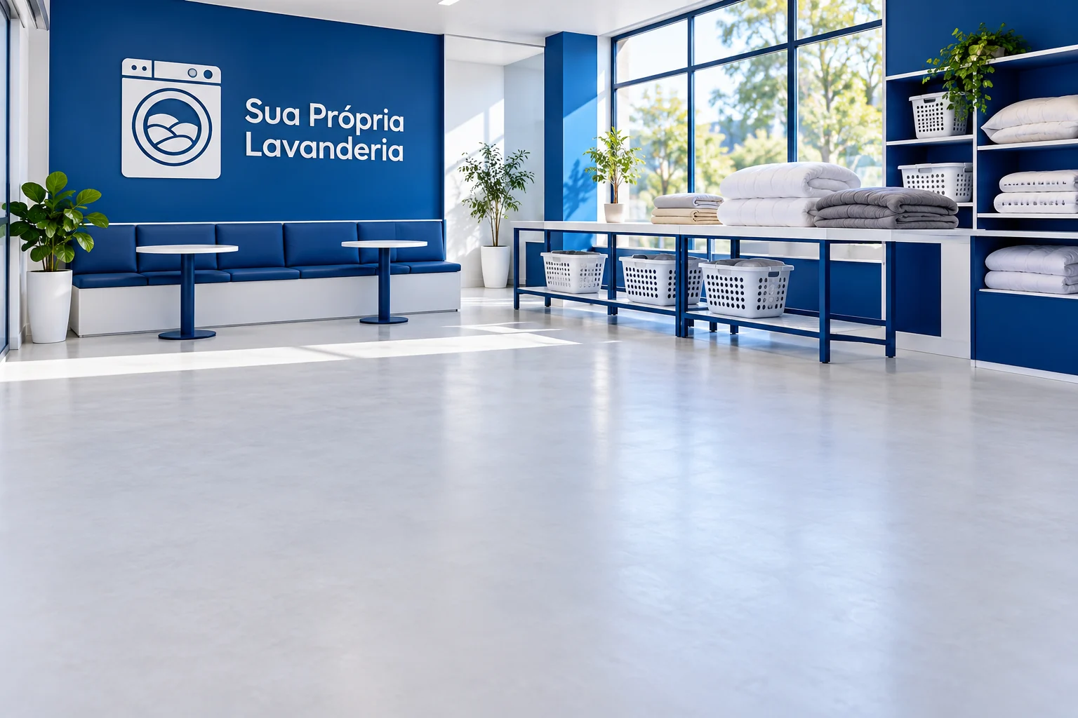Ambiente ilustrativo de lavanderia SPL preparado para receber os equipamentos