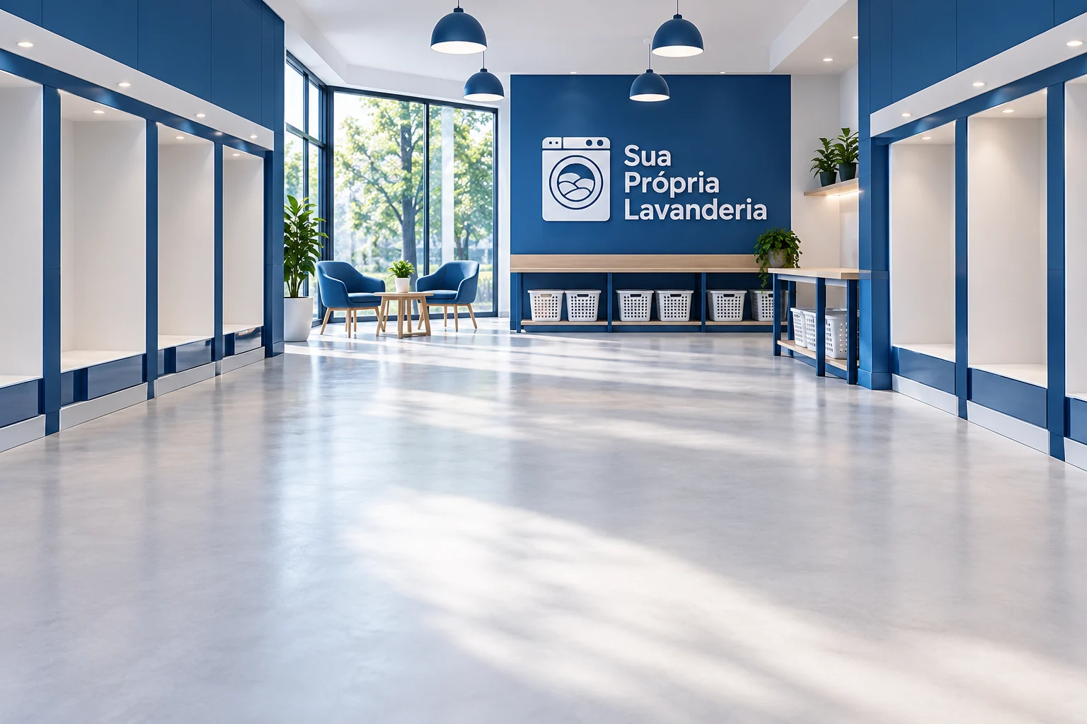 Ambiente ilustrativo de lavanderia SPL preparado para receber os equipamentos