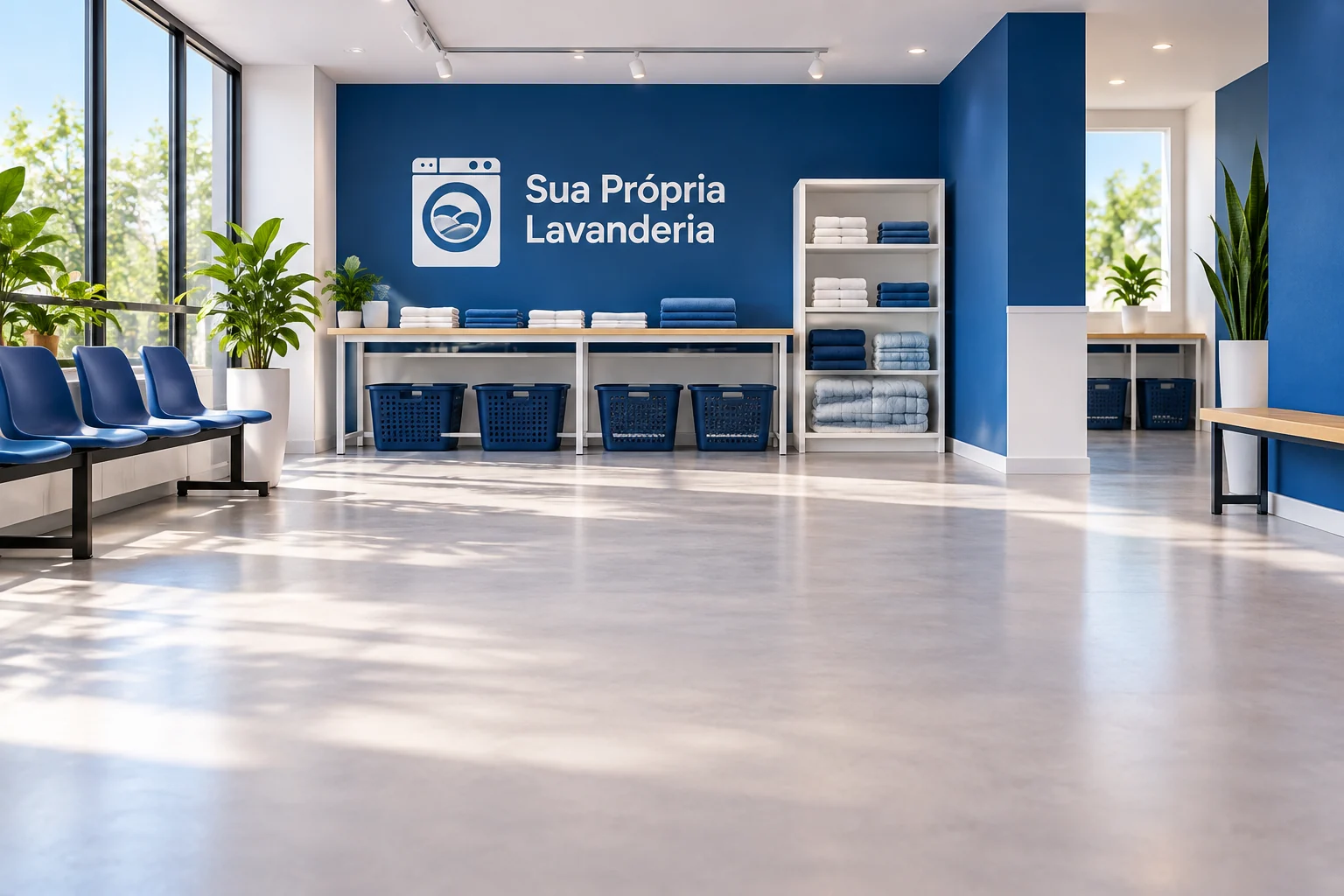 Ambiente ilustrativo de lavanderia SPL preparado para receber os equipamentos