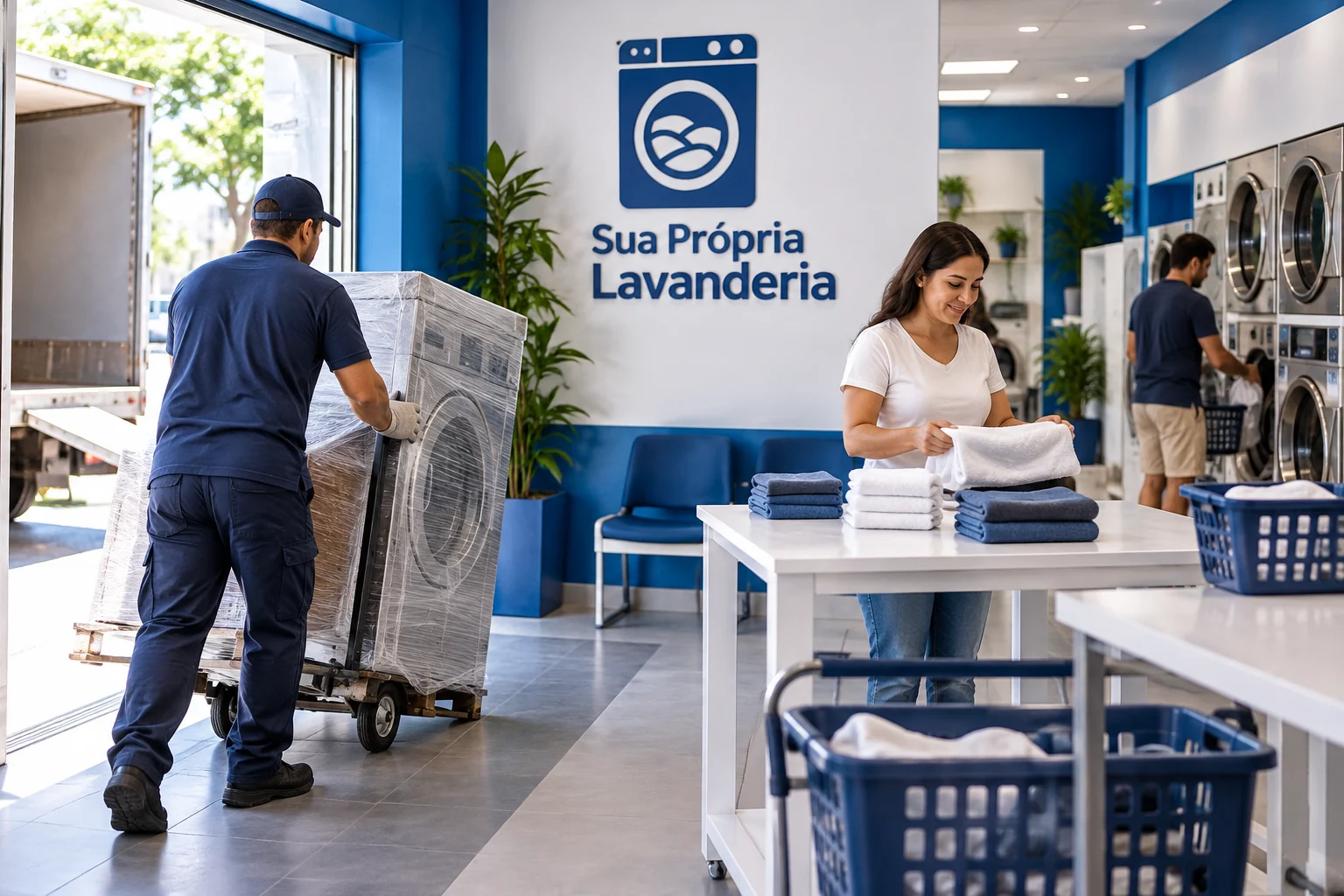 Ambiente ilustrativo de lavanderia SPL preparado para receber os equipamentos